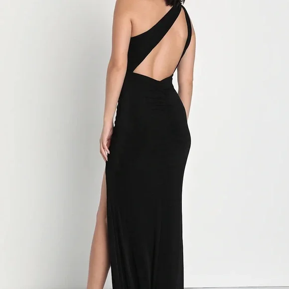 LULUS Elegant Black One-Shoulder Dress - Picture 2 of 3